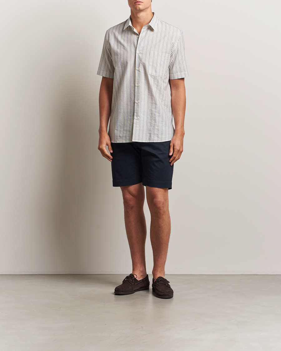 Homme | Chemises | Sunspel | Vintage Stripe Shirt Ecru/Denim