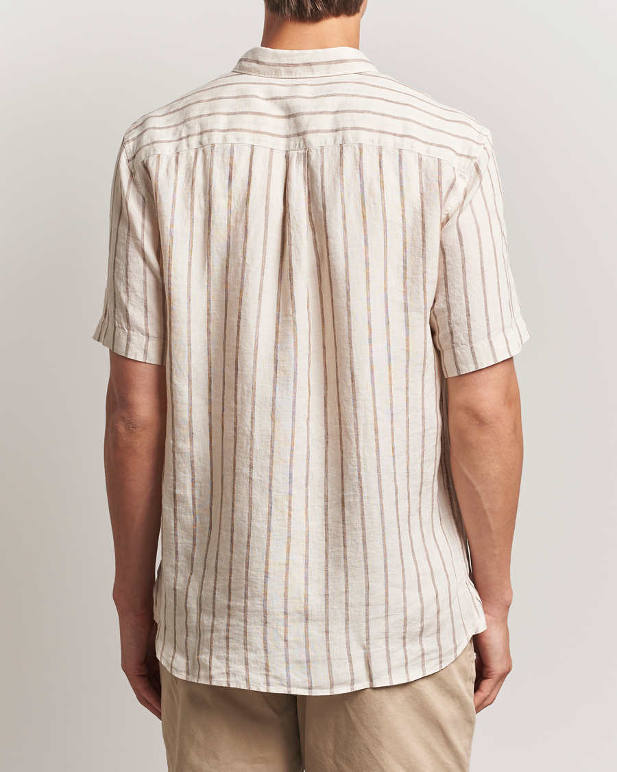 Heren | Overhemden | Sunspel | Linen Short Sleeve Shirt Ecru/Dune