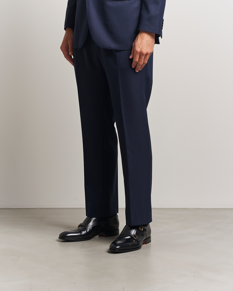 Homme | Chaussures À Boucles | Santoni | Adrian Double Monk Black Calf