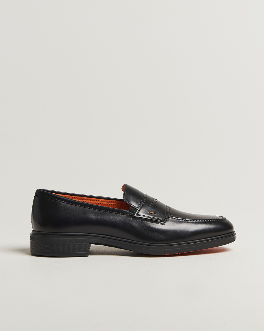 Homme | Loafers | Santoni | Easy Penny Loafer Black Calf