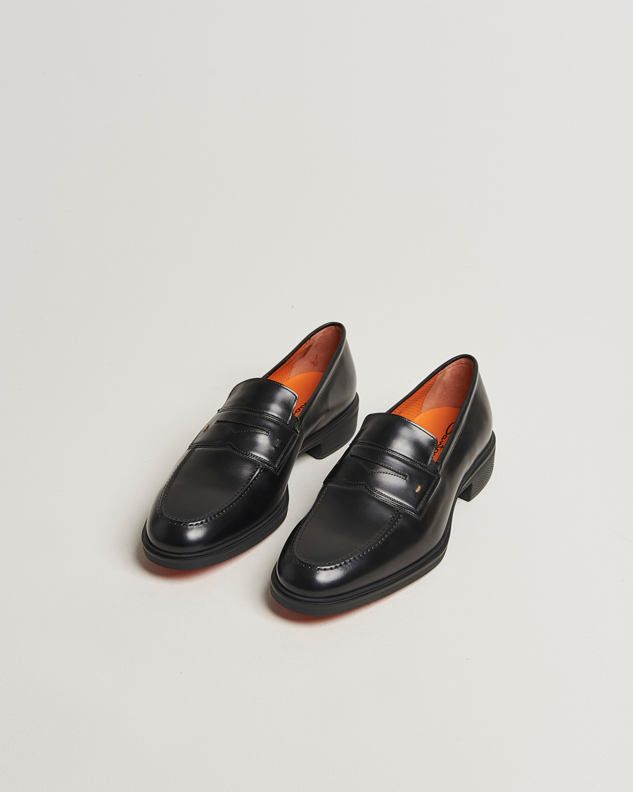 Homme | Loafers | Santoni | Easy Penny Loafer Black Calf