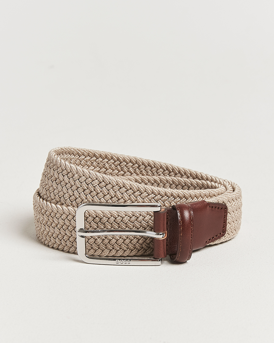 Heren | Riemen | BOSS BLACK | Clorio Elastic Woven Belt Light Beige