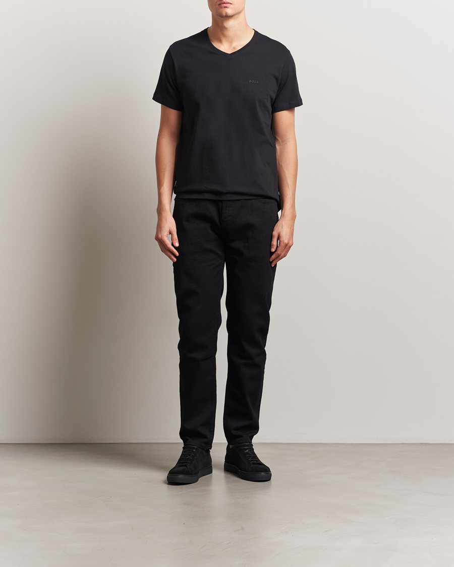 Heren | T-shirts | BOSS BLACK | 2-Pack Relaxed Fit V-Neck T-Shirt Black