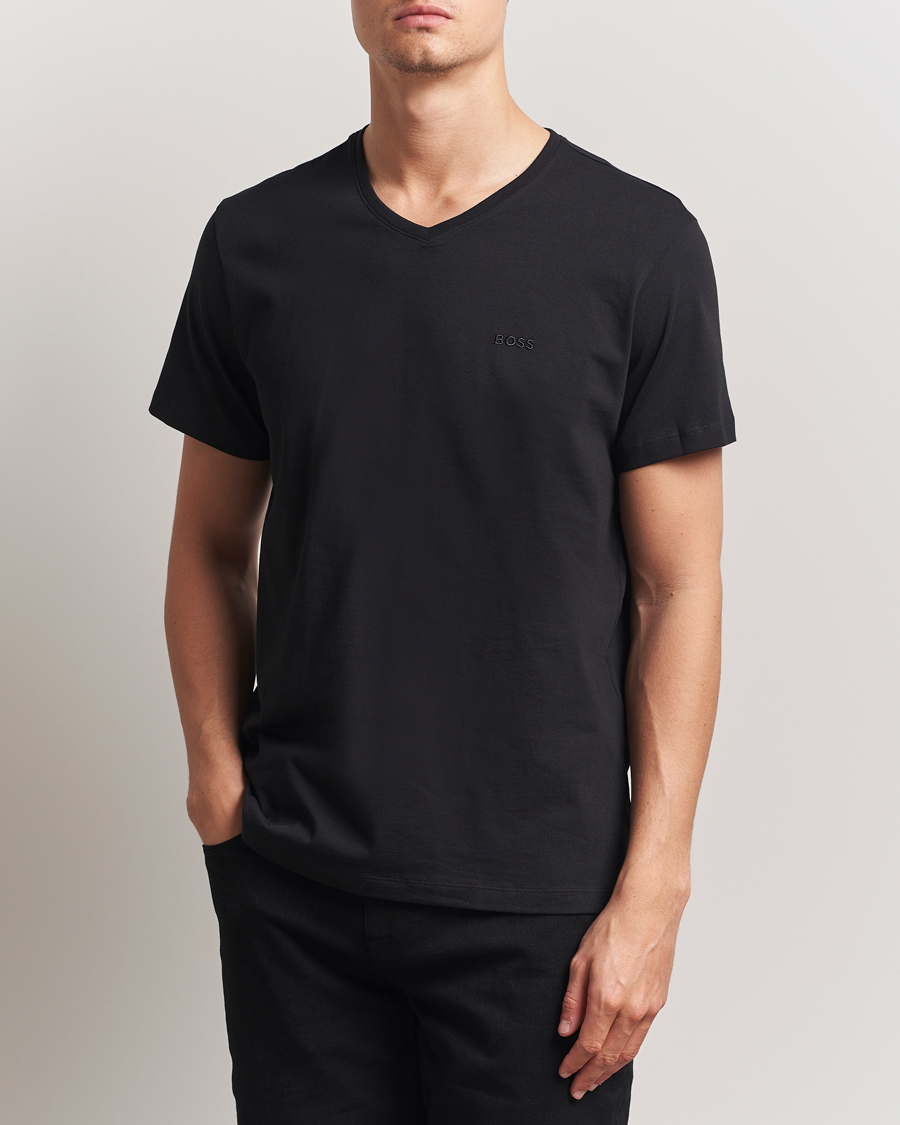 Heren | T-shirts | BOSS BLACK | 2-Pack Relaxed Fit V-Neck T-Shirt Black