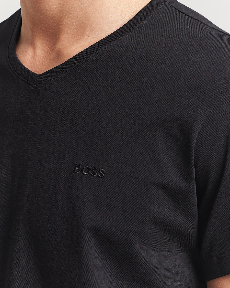Heren | T-shirts | BOSS BLACK | 2-Pack Relaxed Fit V-Neck T-Shirt Black