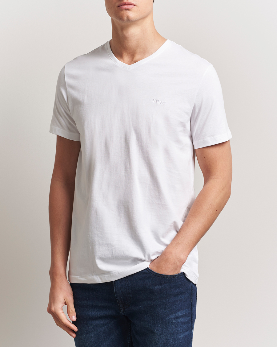 Heren | T-shirts | BOSS BLACK | 2-Pack Relaxed Fit V-Neck T-Shirt White