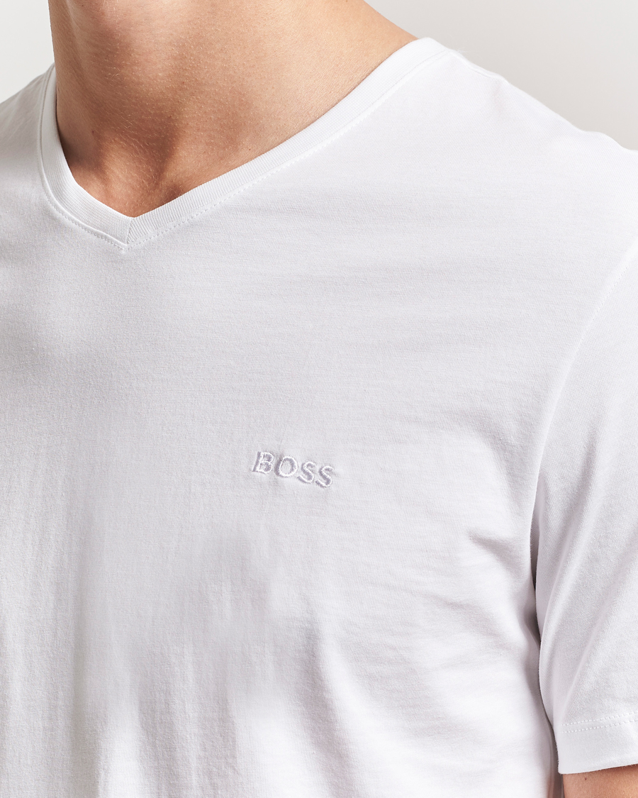 Heren | T-shirts | BOSS BLACK | 2-Pack Relaxed Fit V-Neck T-Shirt White