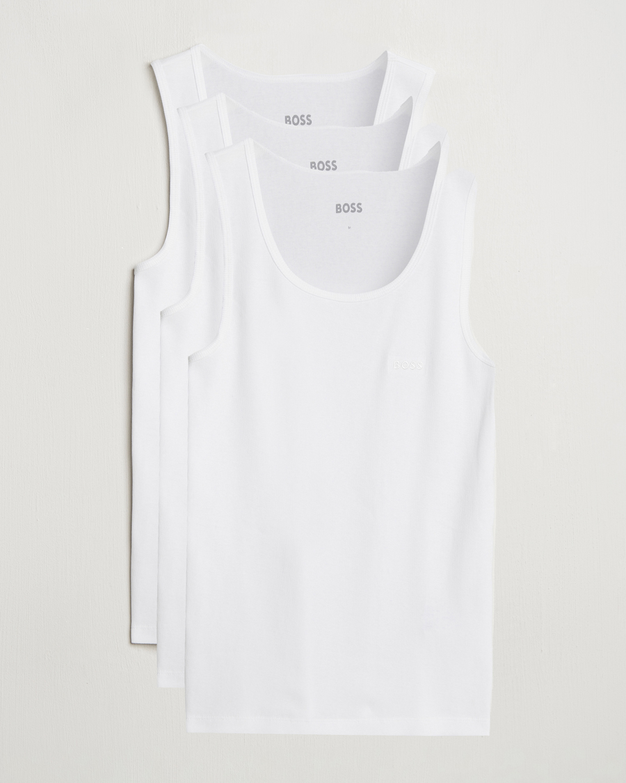 Heren | T-shirts | BOSS BLACK | 3-Pack Ribbed Tank Top White
