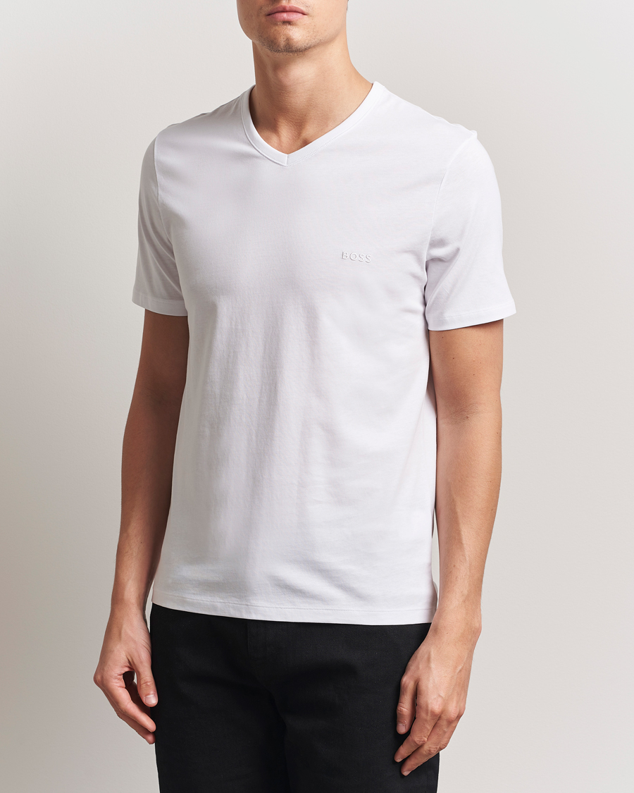 Homme | T-shirts | BOSS BLACK | 3-Pack V-Neck T-Shirt White
