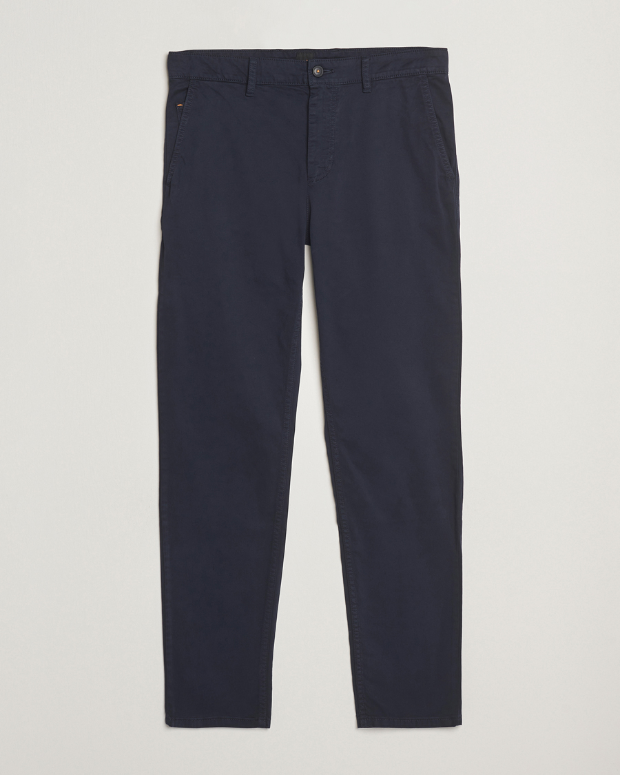 Heren | Broeken | BOSS ORANGE | Tapered Fit Cotton Chinos Dark Blue