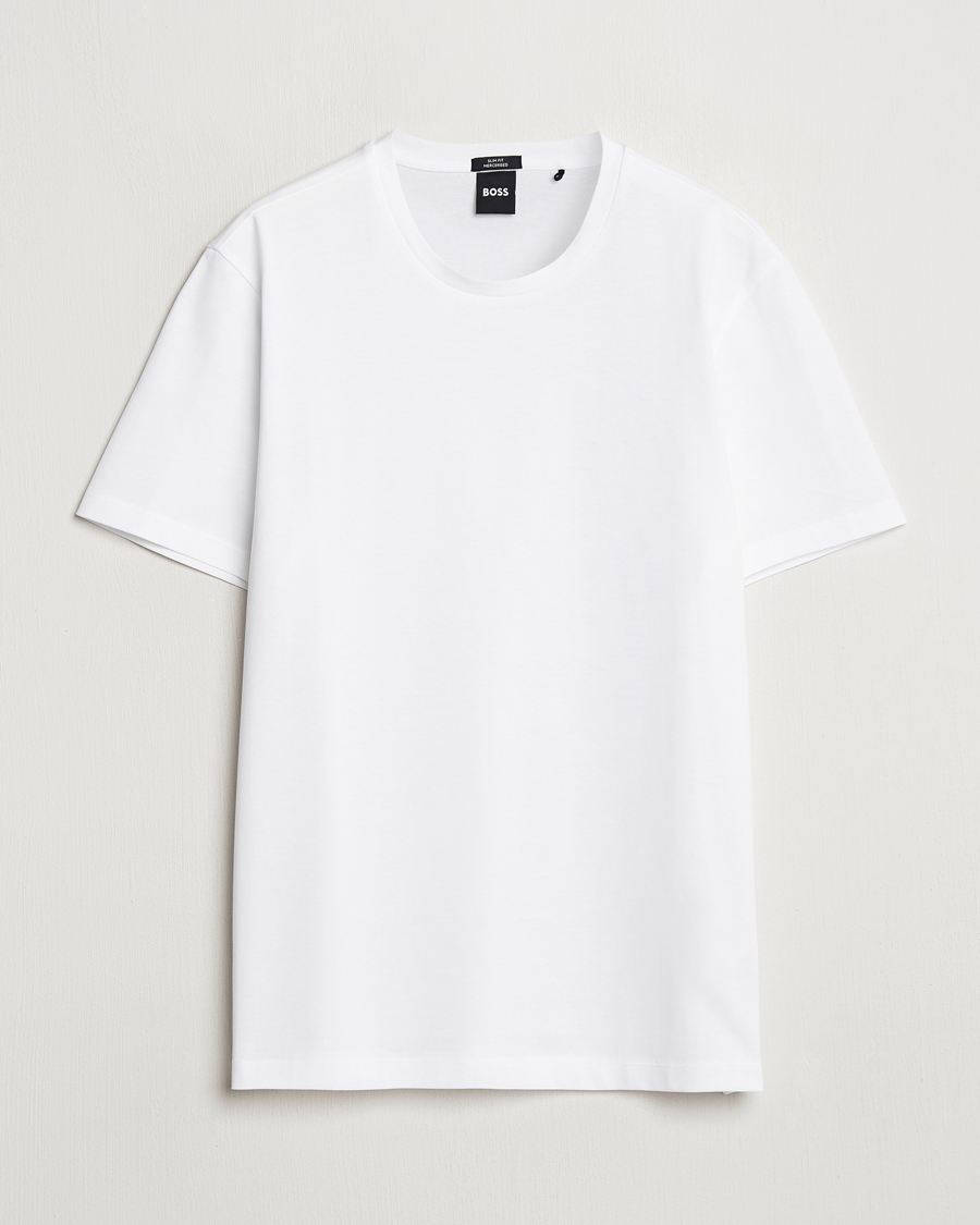 Heren | T-shirts | BOSS BLACK | Tessler Mercerized Crew Neck T-Shirt White
