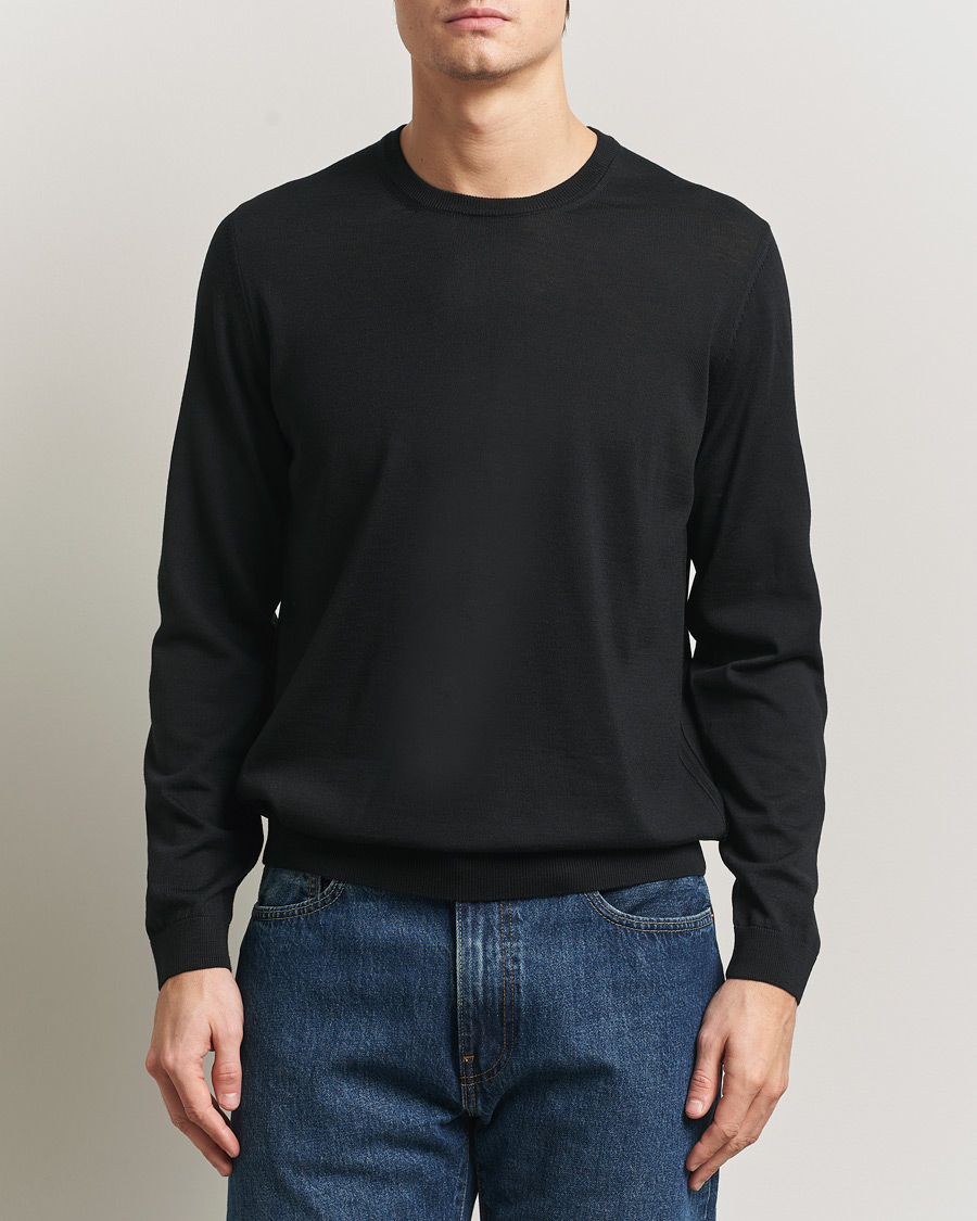 Homme | Pulls Et Tricots | BOSS BLACK | Leno Wool Crew Neck Pullover Black