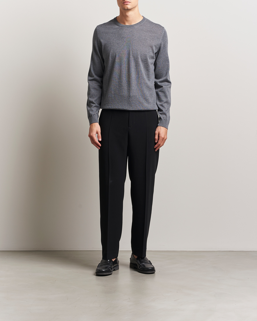 Heren | Truien | BOSS BLACK | Leno Wool Crew Neck Pullover Medium Grey