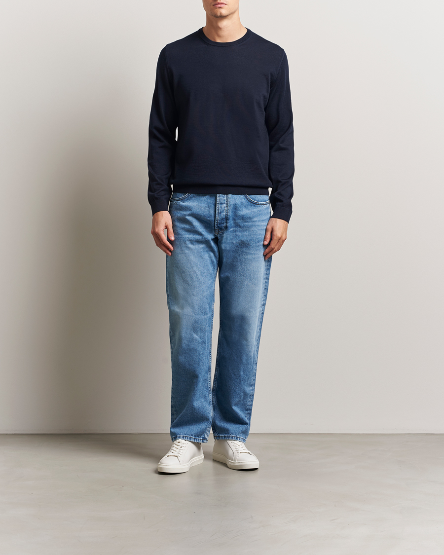 Heren | Truien | BOSS BLACK | Leno Wool Crew Neck Pullover Dark Blue