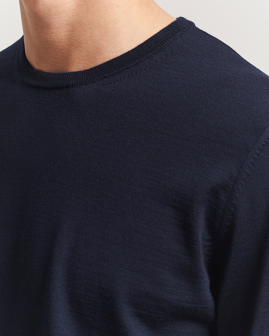 Heren | Truien | BOSS BLACK | Leno Wool Crew Neck Pullover Dark Blue