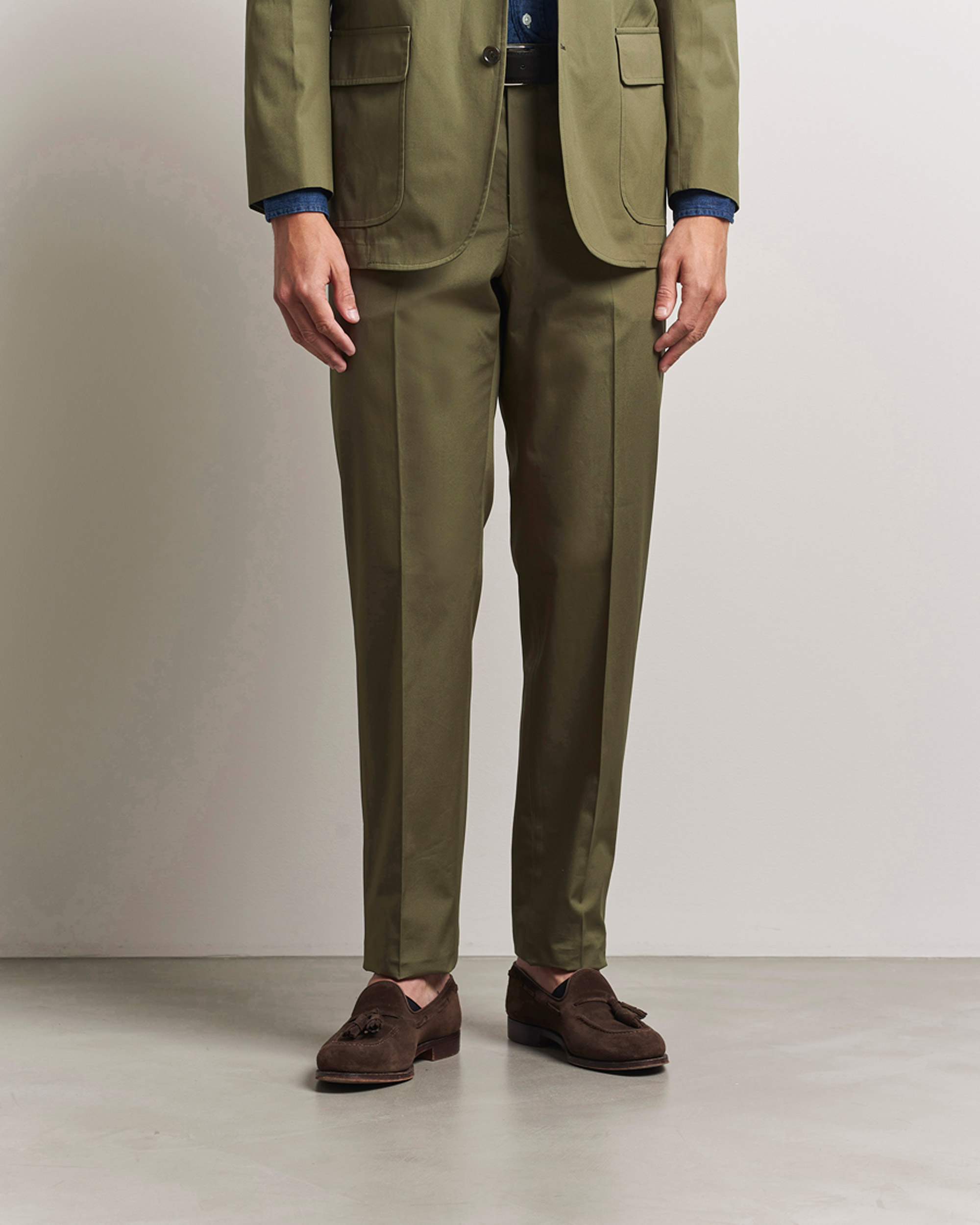 Homme | Pantalons | Kamakura Shirts | Cotton Ivy Trousers Olive