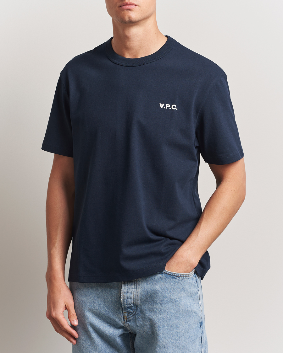 Homme | T-shirts | A.P.C. | Boxy Fit Petit VPC T-Shirt Dark Navy/Ecru