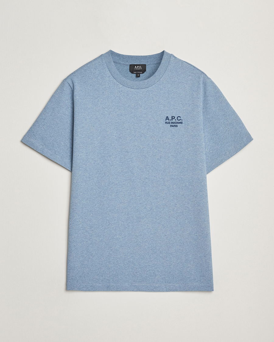 Heren | T-shirts | A.P.C. | Rue Madame T-Shirt Blue Melange/Navy