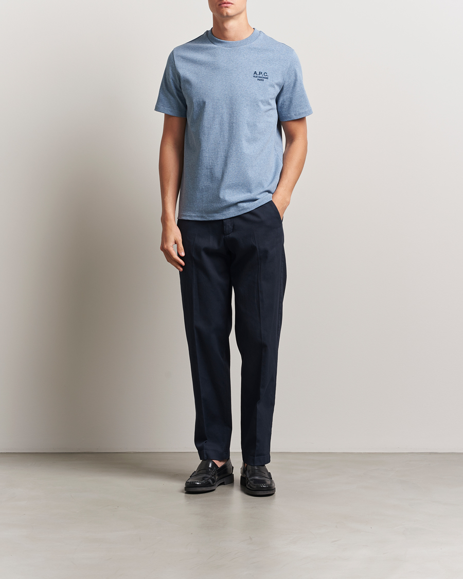 Heren | T-shirts | A.P.C. | Rue Madame T-Shirt Blue Melange/Navy
