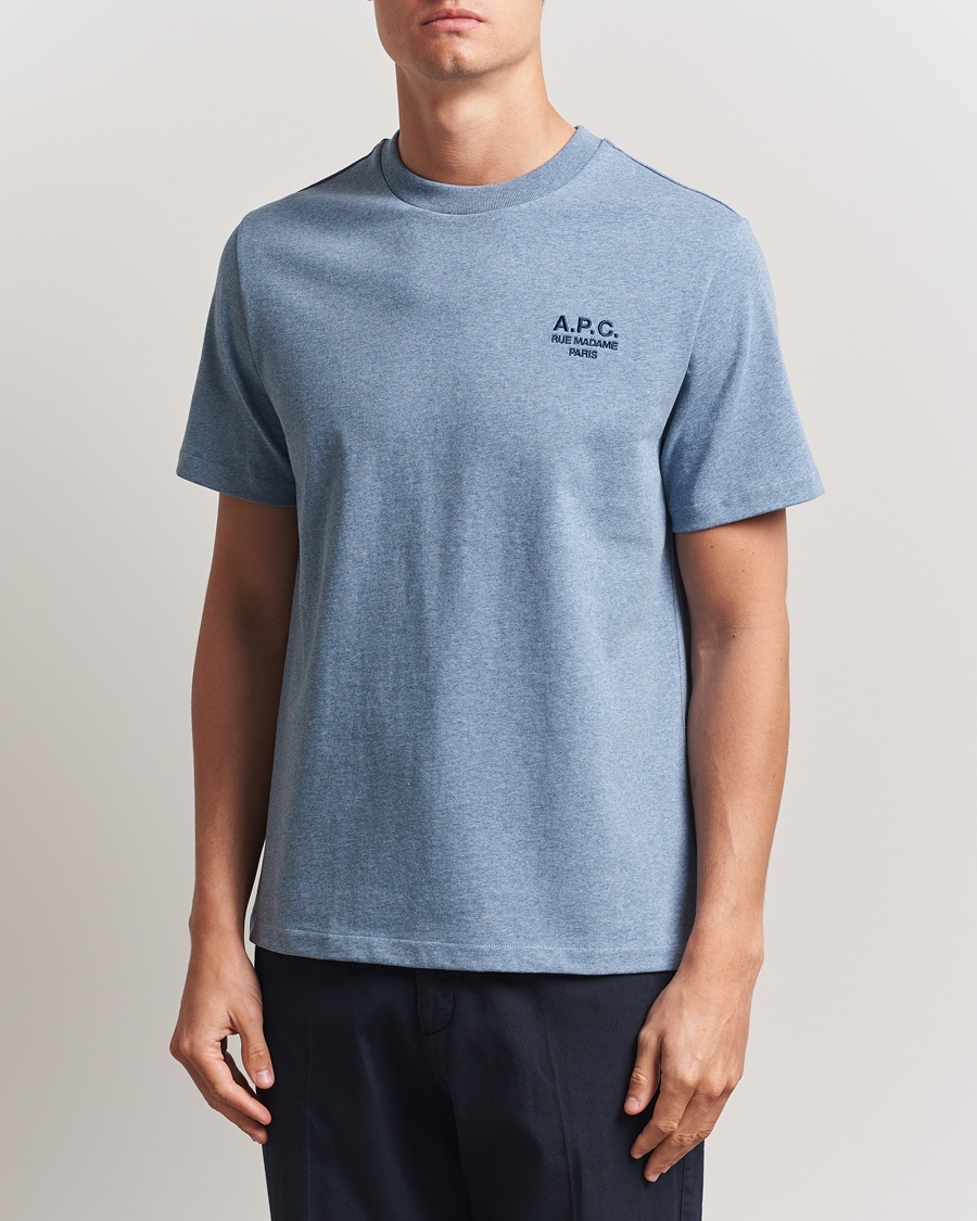 Heren | T-shirts | A.P.C. | Rue Madame T-Shirt Blue Melange/Navy