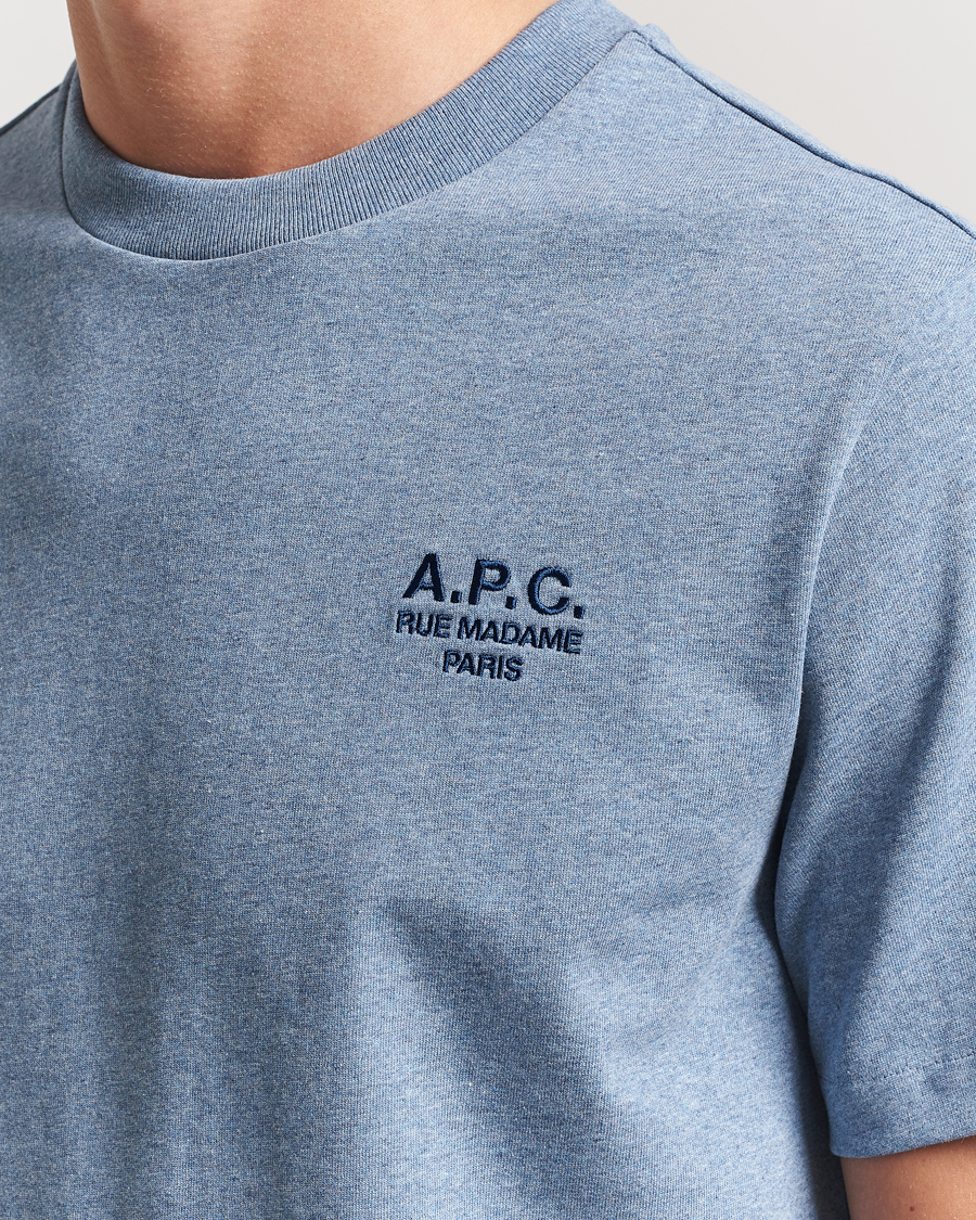 Heren | T-shirts | A.P.C. | Rue Madame T-Shirt Blue Melange/Navy