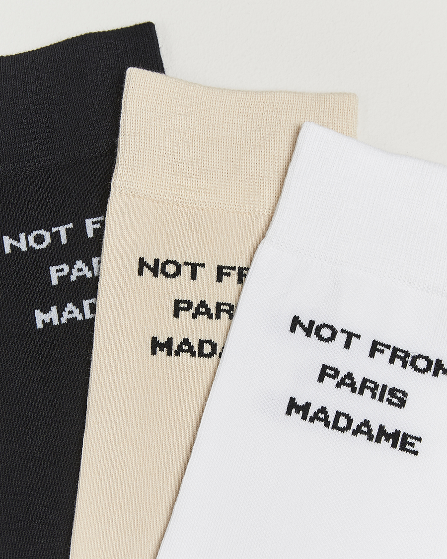 Homme | Sous-Vêtements Et Chaussettes | Drôle de Monsieur | 3-Pack Slogan Socks Black/White/Mastic
