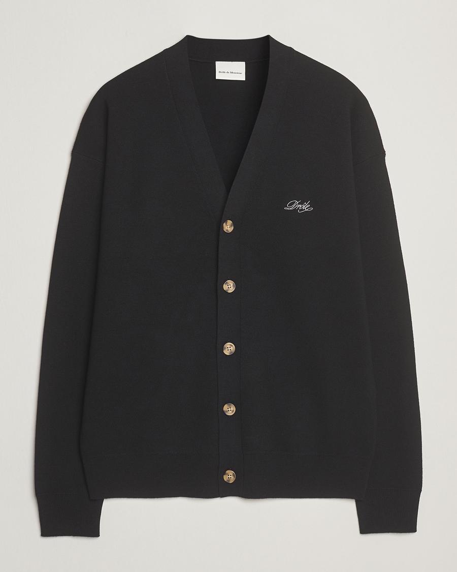 Heren | Truien | Drôle de Monsieur | Merino Knitted Cardigan Black