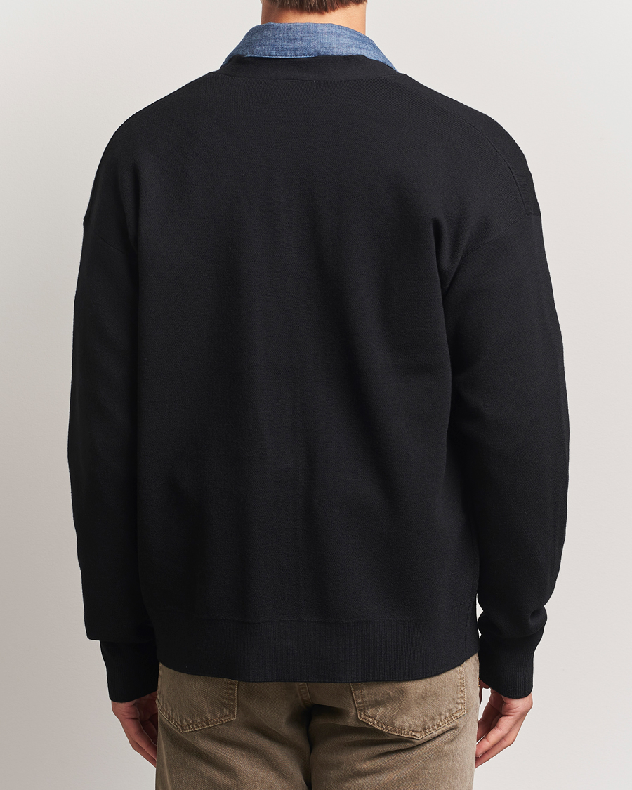 Heren | Truien | Drôle de Monsieur | Merino Knitted Cardigan Black