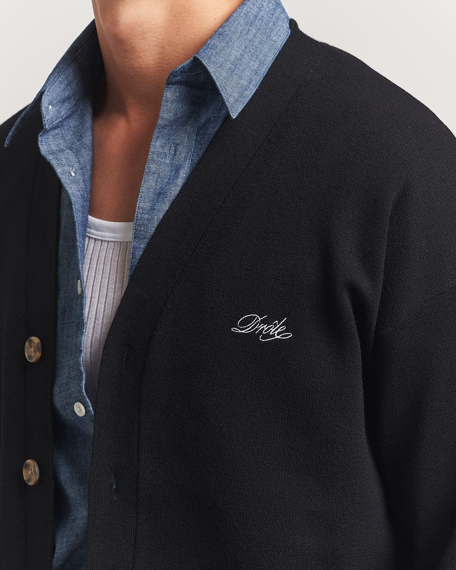 Heren | Truien | Drôle de Monsieur | Merino Knitted Cardigan Black