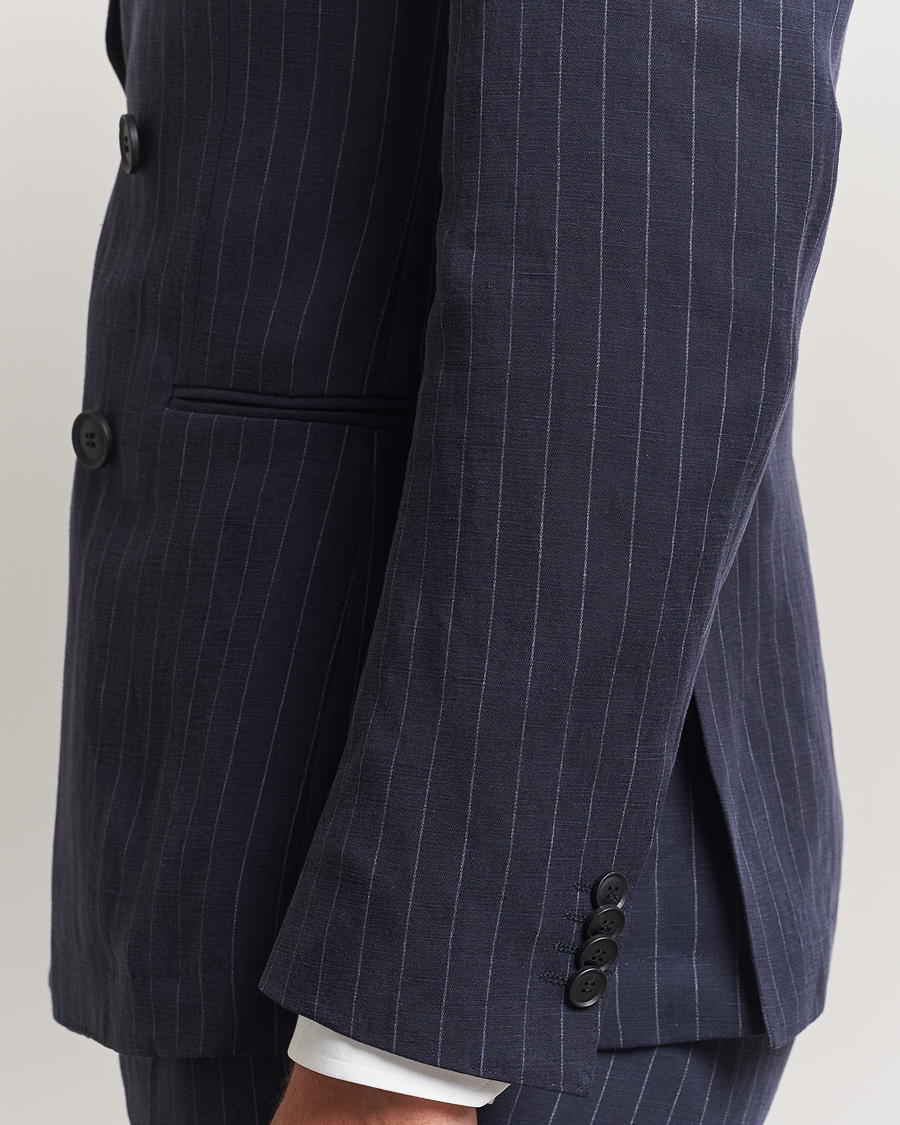 Heren | Pakken | BOSS BLACK | Huge Double Breasted Pinstriped Suit Dark Blue