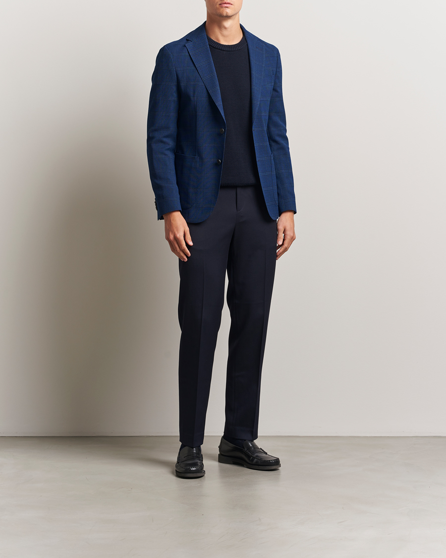 Homme | Blazers | BOSS BLACK | Hanry Wool Checked Blazer Dark Blue