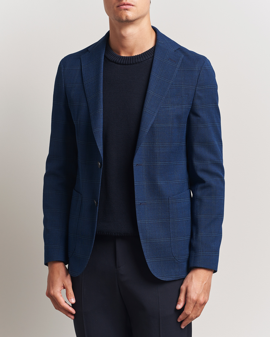 Homme | Blazers | BOSS BLACK | Hanry Wool Checked Blazer Dark Blue