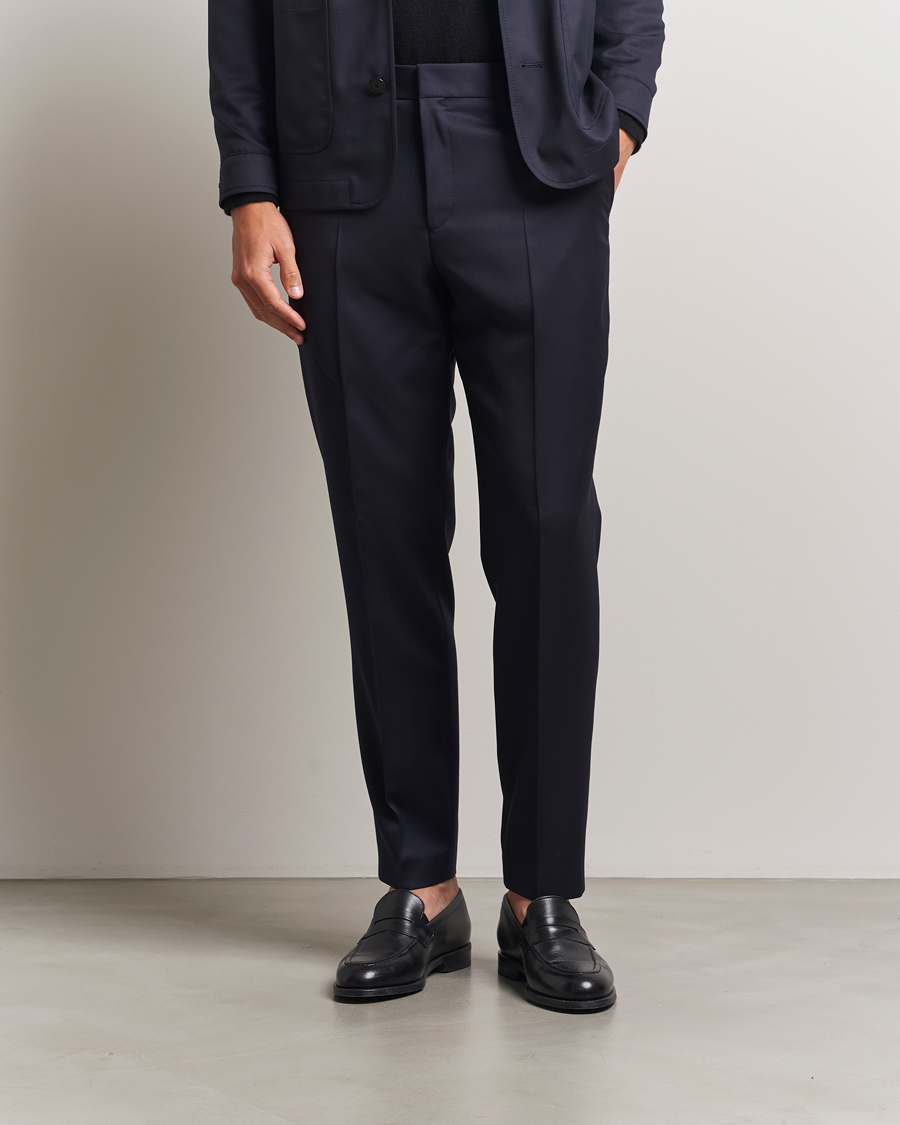 Homme | Pantalons | BOSS BLACK | Perin Pleated Trousers Dark Blue