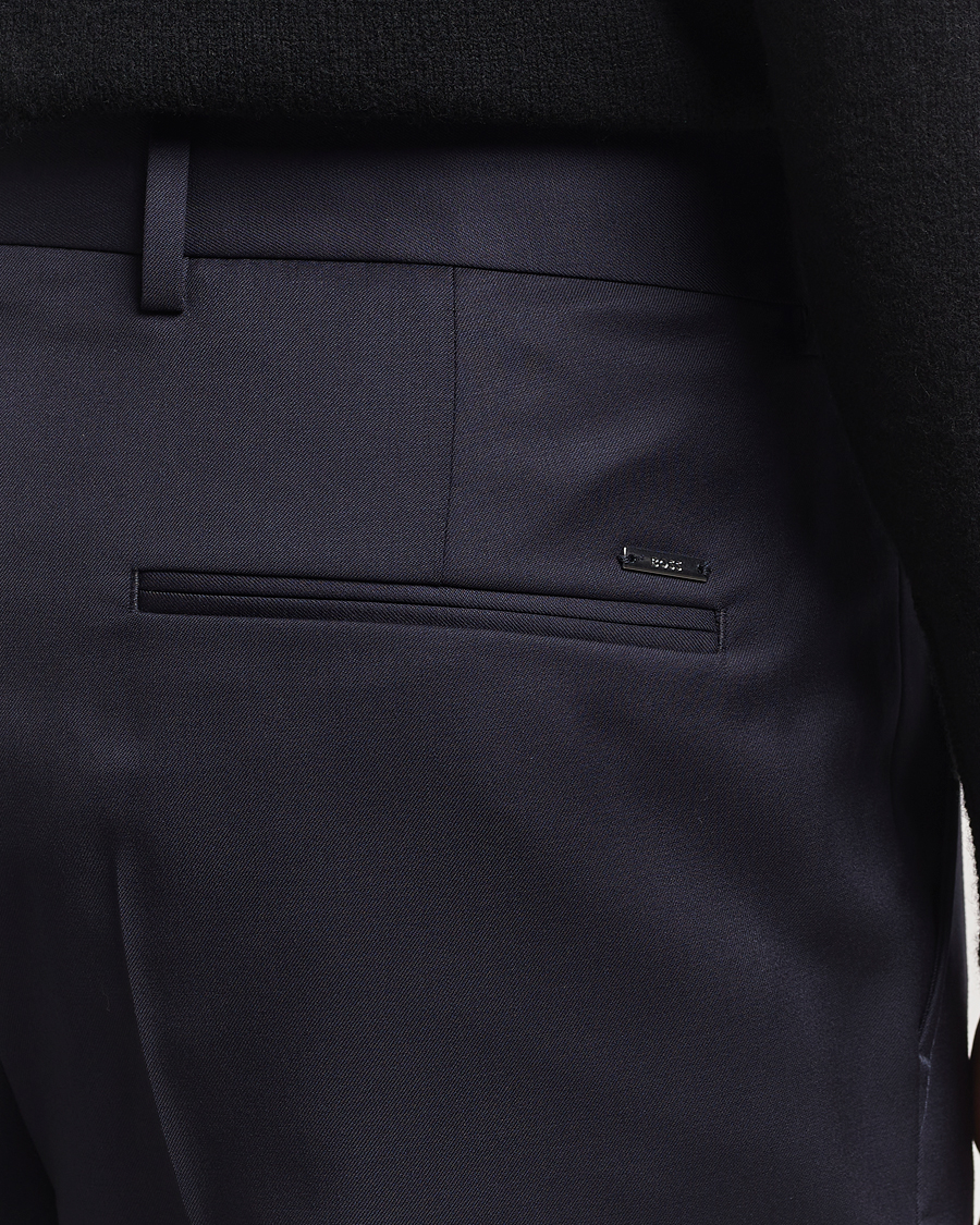 Homme | Pantalons | BOSS BLACK | Perin Pleated Trousers Dark Blue
