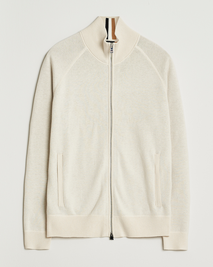 Homme | Pulls Et Tricots | BOSS BLACK | Idino Knitted Full Zip Open White