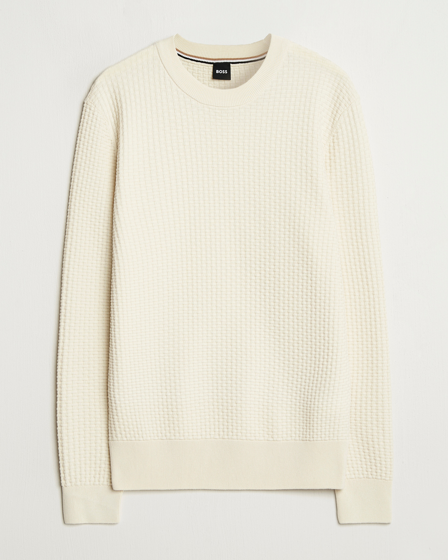 Heren | Truien | BOSS BLACK | Imberto Structured Knitted Sweater Open White