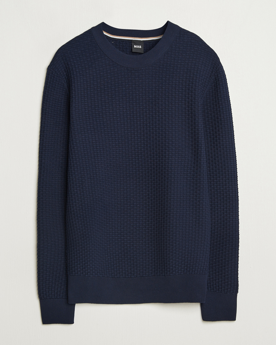 Heren | Truien | BOSS BLACK | Imberto Structured Knitted Sweater Dark Blue