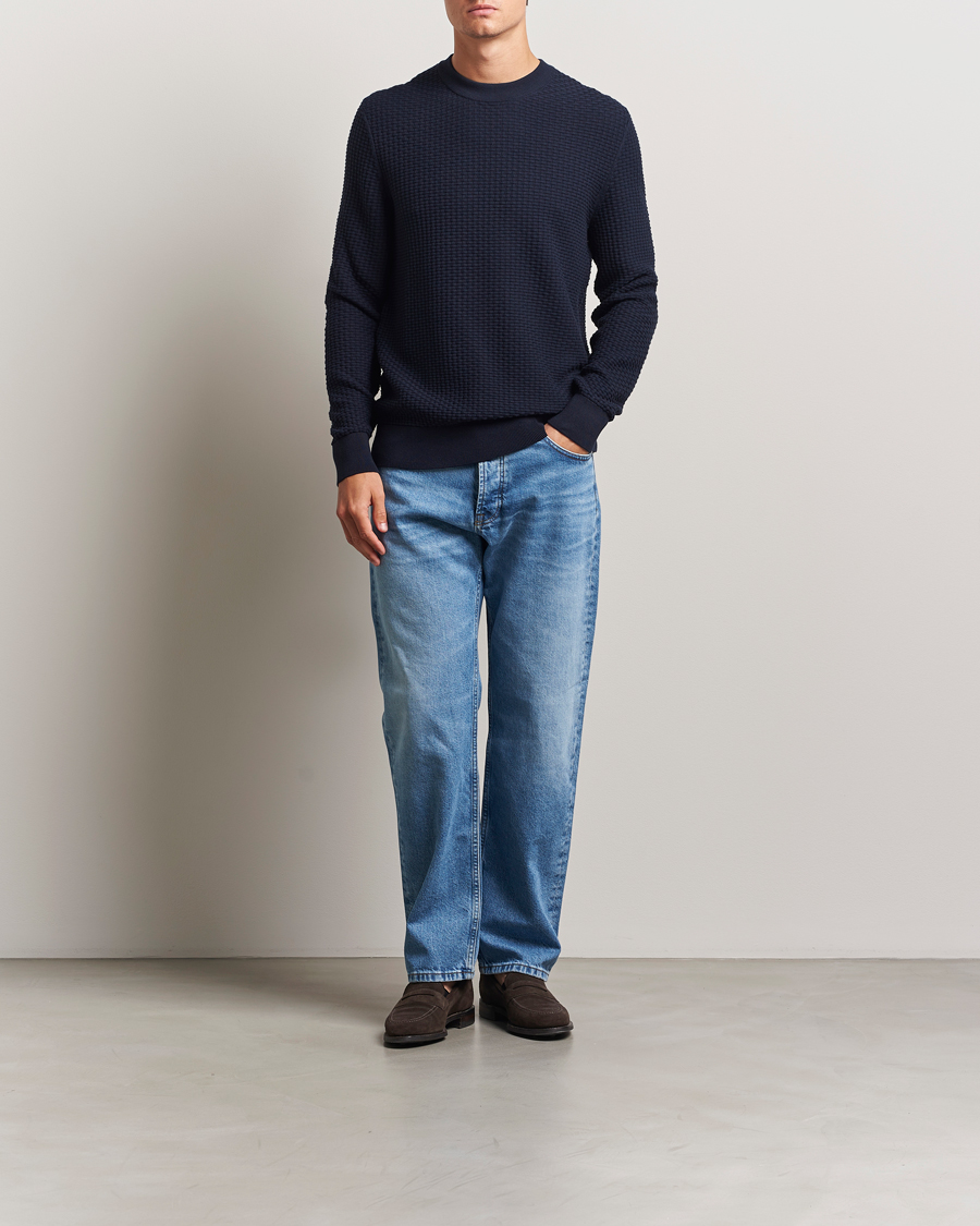 Heren | Truien | BOSS BLACK | Imberto Structured Knitted Sweater Dark Blue