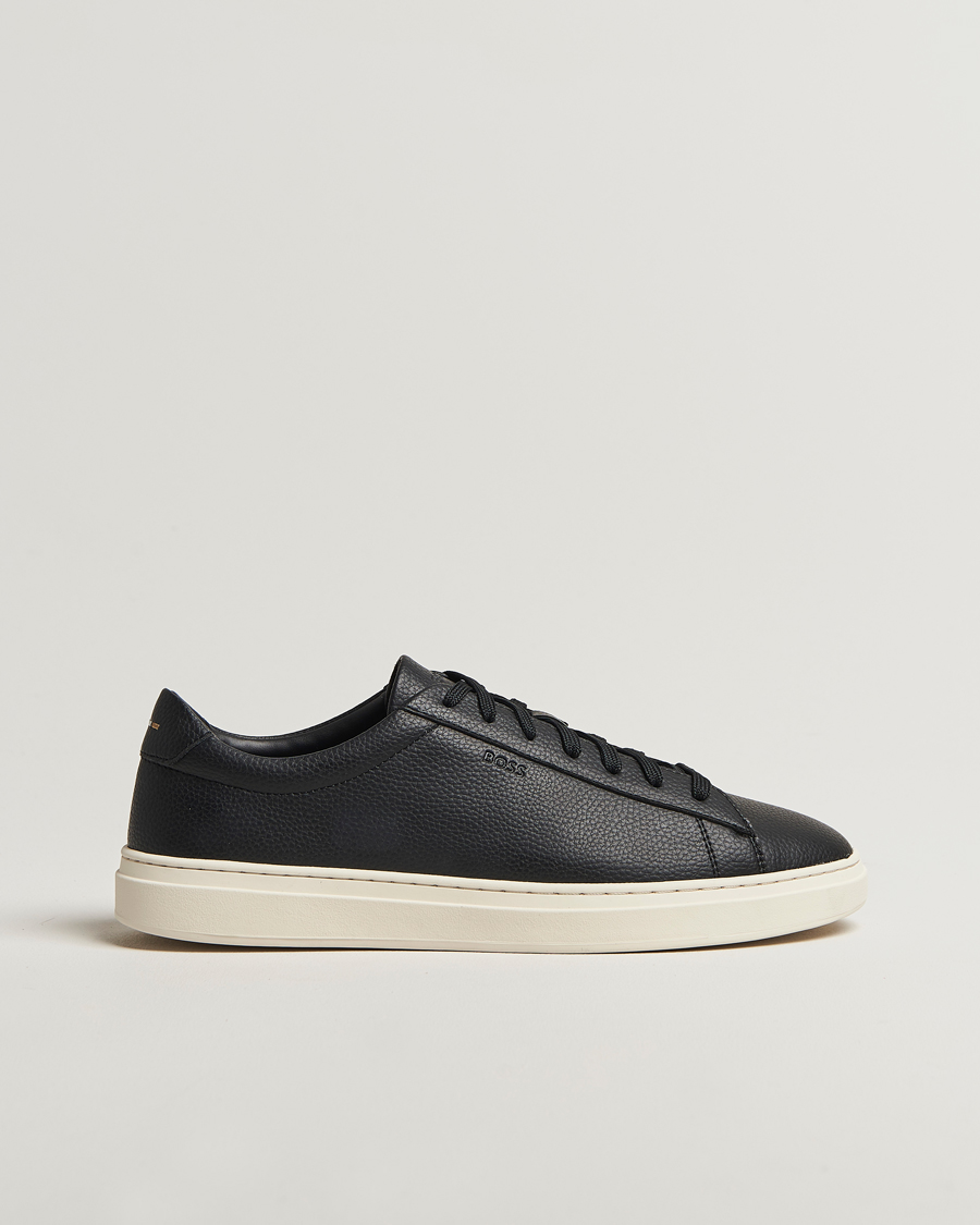 Homme | Baskets | BOSS BLACK | Kieran Grained Leather Sneaker Black