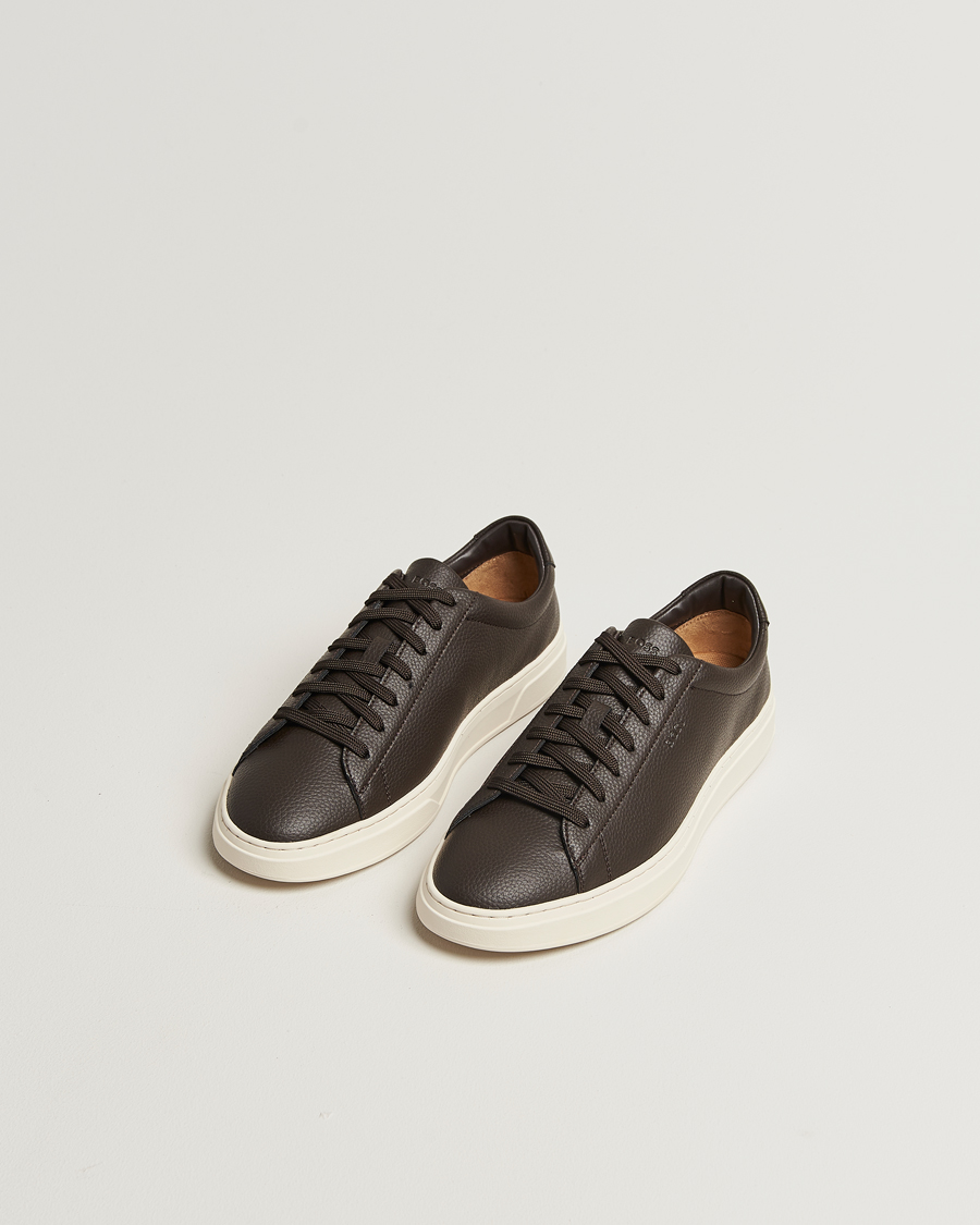 Homme | Baskets | BOSS BLACK | Kieran Grained Leather Sneaker Dark Brown
