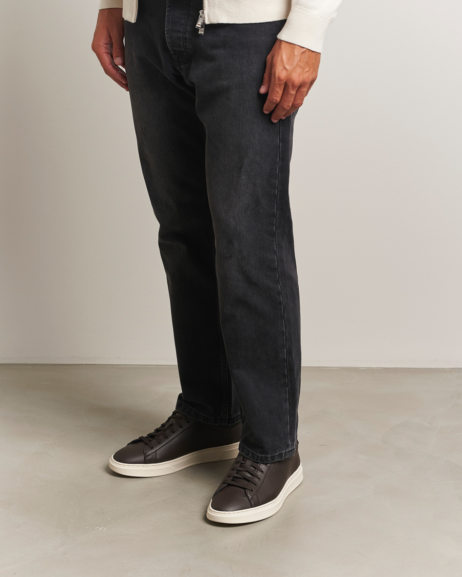 Homme | Baskets | BOSS BLACK | Kieran Grained Leather Sneaker Dark Brown