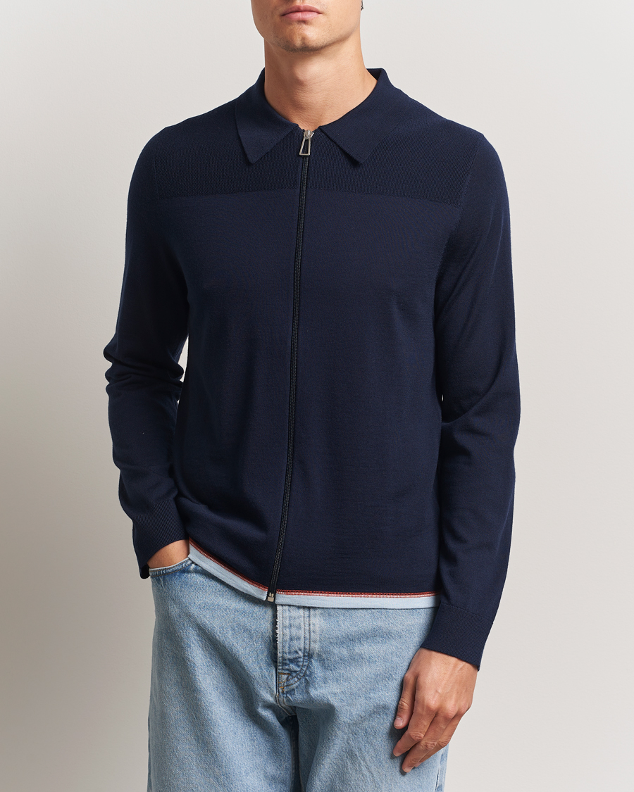 Heren | Truien | PS Paul Smith | Merino Knitted Full Zip Navy