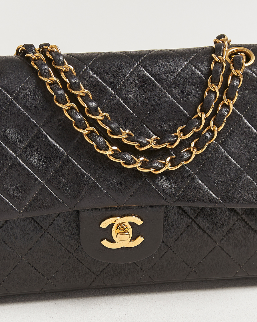 Homme | Gifts for Her | Chanel Pre-Owned | Classic Double Flap Medium Lambskin Black