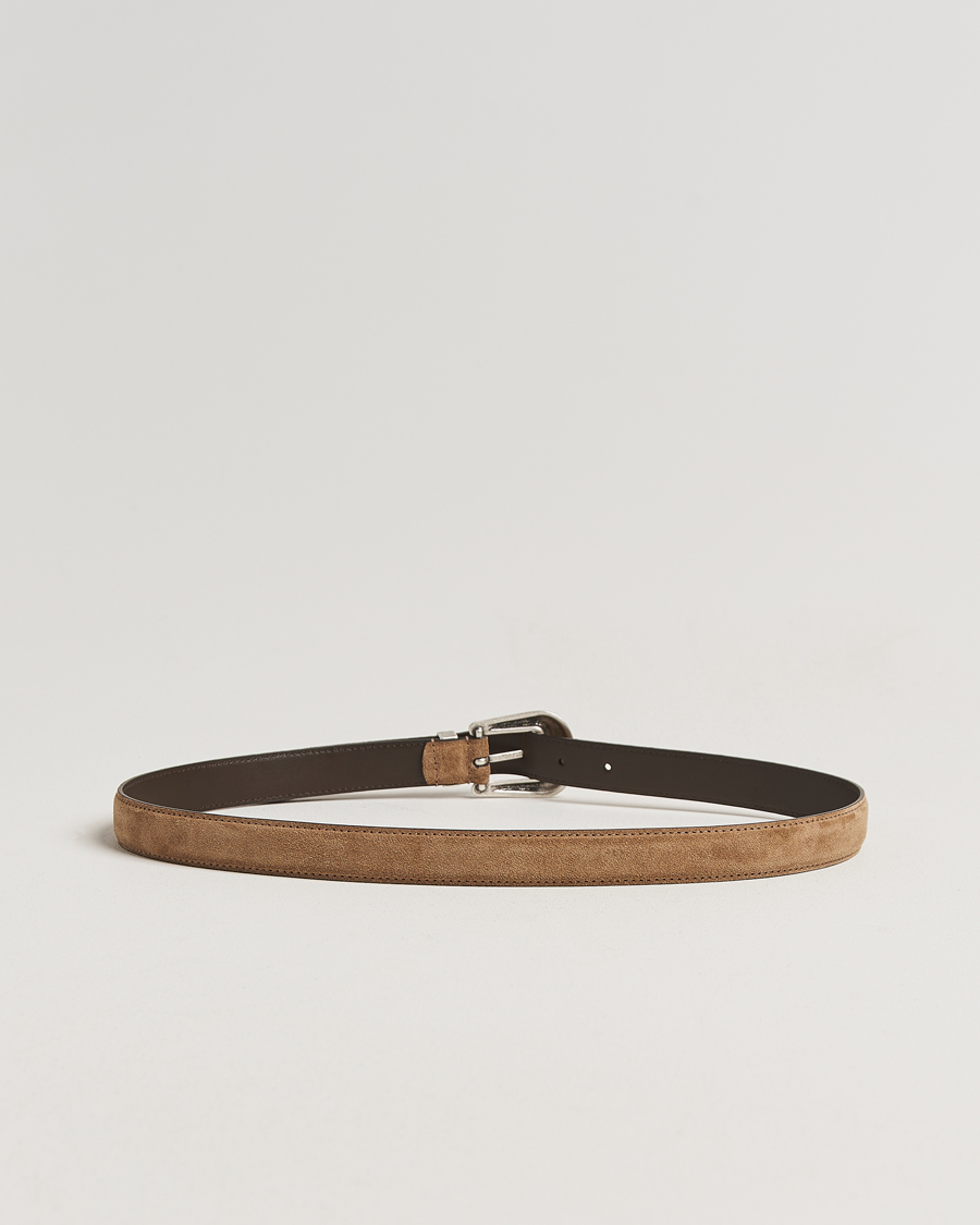 Homme | Ceintures | Anderson's | Western Suede Belt 2,5 cm Taupe