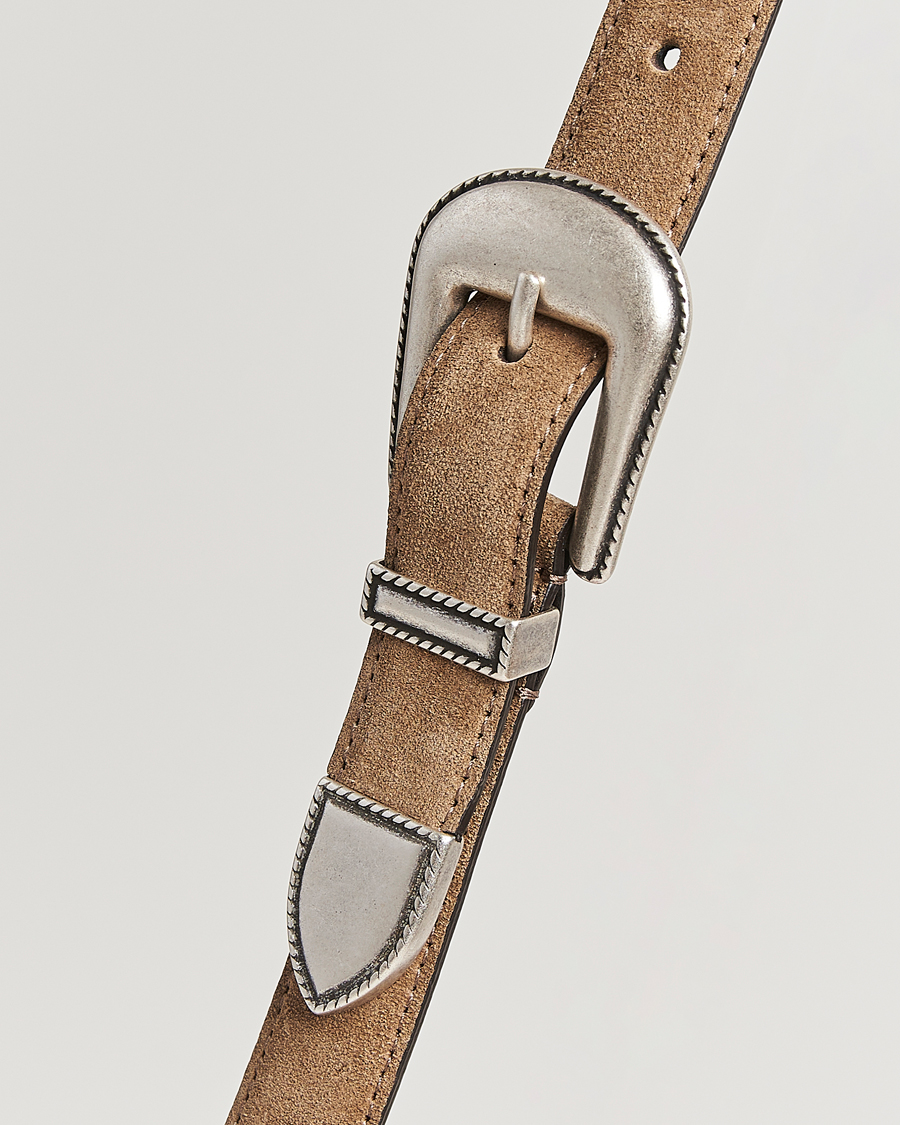 Homme | Ceintures | Anderson's | Western Suede Belt 2,5 cm Taupe