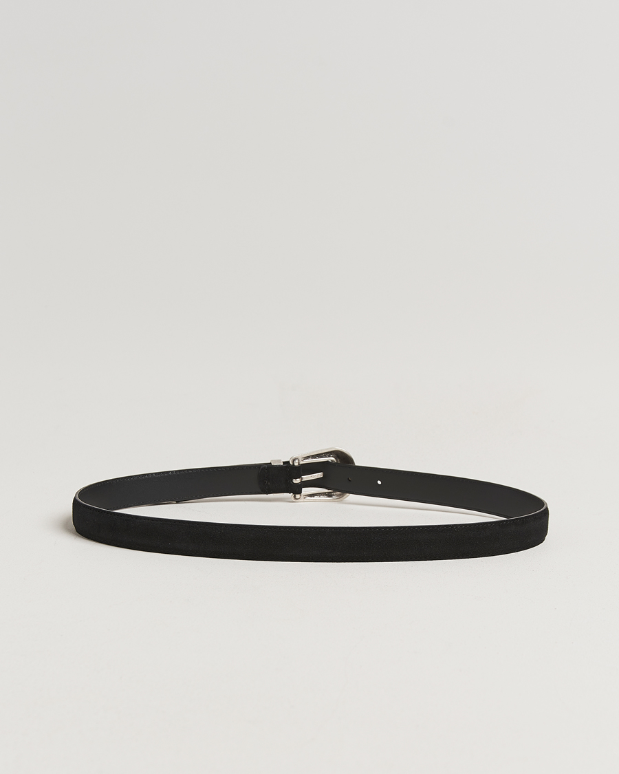 Homme | Ceintures | Anderson's | Western Suede Belt 2,5 cm Black