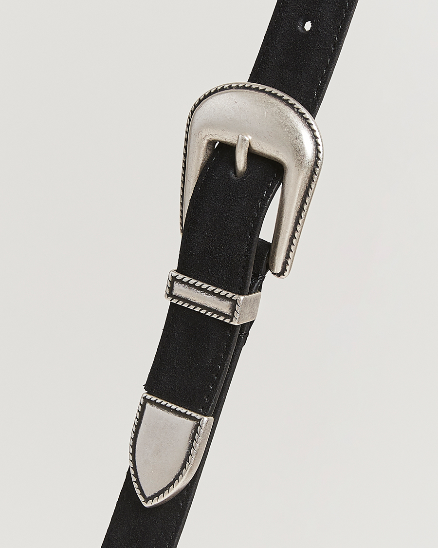 Homme | Ceintures | Anderson's | Western Suede Belt 2,5 cm Black
