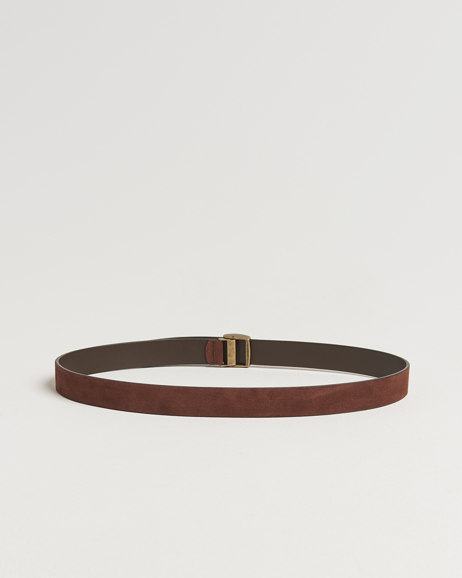 Homme | Ceintures | Anderson's | Suede Buckle Belt 3cm Dark Brown