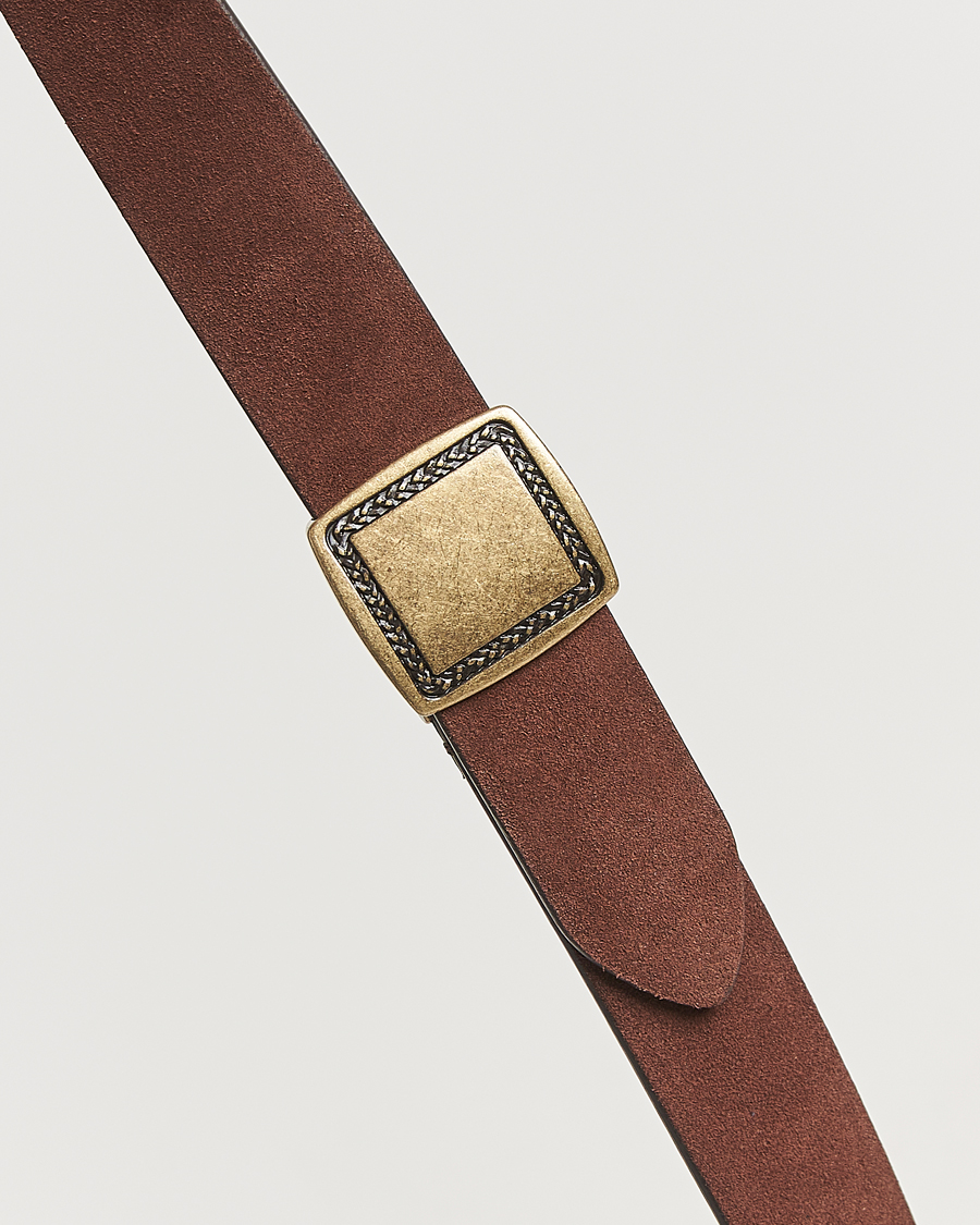 Homme | Ceintures | Anderson's | Suede Buckle Belt 3cm Dark Brown