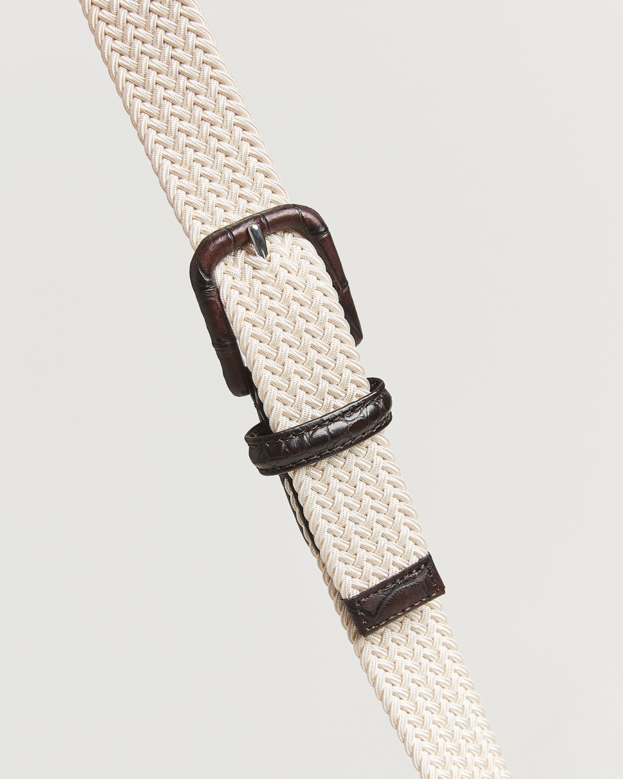 Homme | Ceintures | Anderson's | Stretch Woven Leather Buckle 3 cm Belt Off White